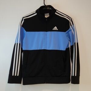 Adidas Full Zip Track Jacket Colorblock Black/Blue Unisex Youth Sz 10/12 EUC